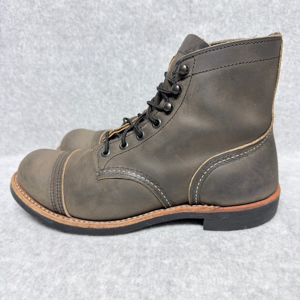 Red Wing Iron Ranger 8086 Mens 7.5 Cap Toe Boots Charcoal Rough & Tough Leather - Picture 4 of 10